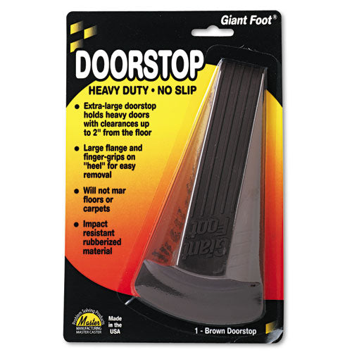 Giant Foot Doorstop, No-Slip Rubber Wedge, 3.5w x 6.75d x 2h, Brown-(MAS00964)