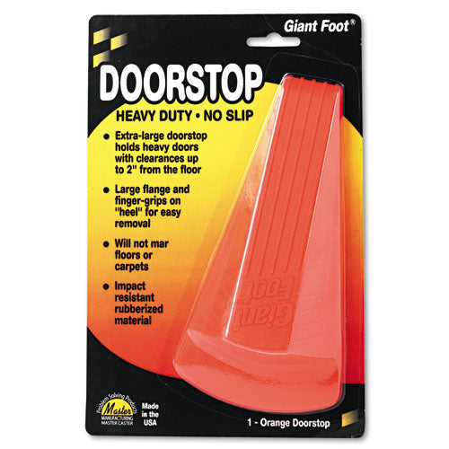 Giant Foot Doorstop, No-Slip Rubber Wedge, 3.5w x 6.75d x 2h, Safety Orange-(MAS00965)