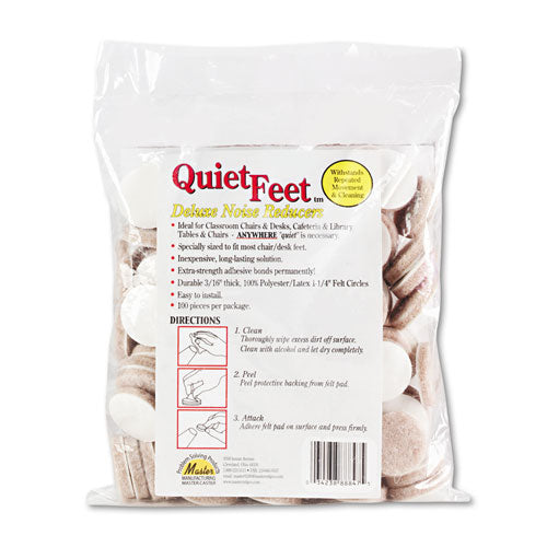 Quiet Feet Deluxe Noise Reducers, 1.25" dia, Circular, Beige, 100/Pack-(MAS88847)
