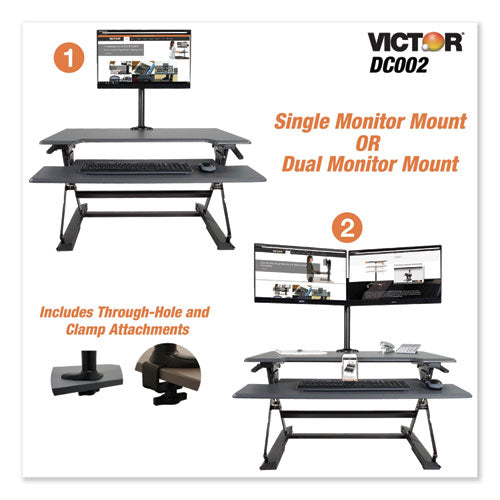 Single/Dual Arm Mount System for 23" Monitors, 180 deg 225 deg Rotation, 45 deg Tilt, 360 deg Pan, Black, Supports 15 lb-(VCTDC002)