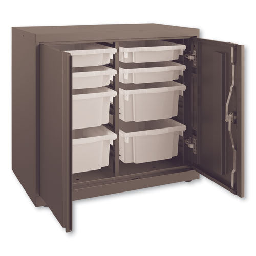Flagship Storage Cabinet with 4 Small and 4 Medium Bins, 30w x 18d x 28h, Charcoal-(HONSC182830LGS)