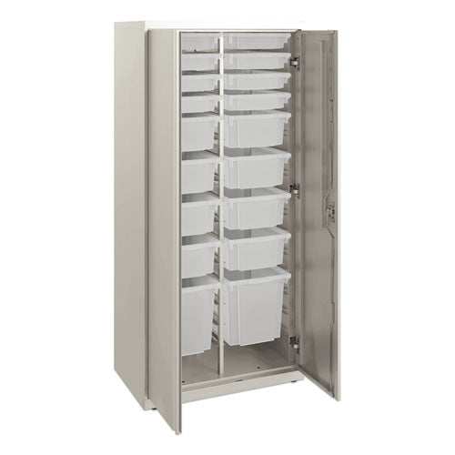 Flagship Storage Cabinet with 8 Small, 8 Medium and 2 Large Bins, 30w x 18d x 64.25h, Loft-(HONSC186430LGLO)