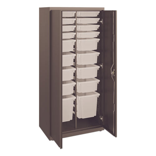 Flagship Storage Cabinet with 8 Small, 8 Medium and 2 Large Bins, 30w x 18d x 64.25h, Charcoal-(HONSC186430LGS)