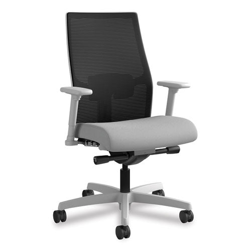 Ignition 2.0 4-Way Stretch Mid-Back Mesh Task Chair, Supports 300 lb, 17" to 21" Seat, Frost Seat, Black Back, Titanium Base-(HONI2M2AMC22AIK)
