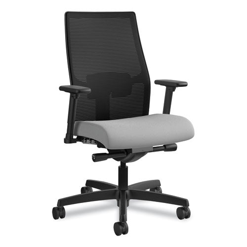 Ignition 2.0 4-Way Stretch Mid-Back Mesh Task Chair, Supports 300 lb, 17" to 21" Seat Height, Frost Seat, Black Back/Base-(HONI2M2AMLC22TK)