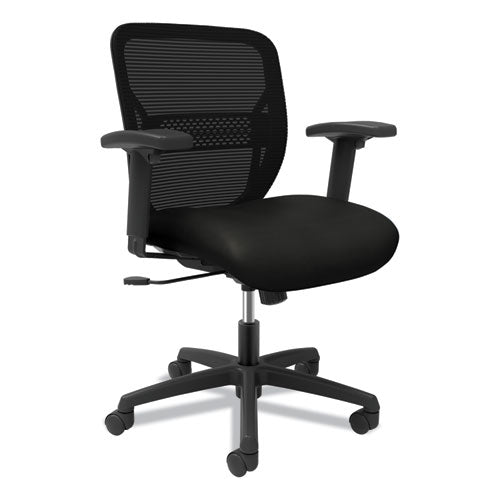 Gateway Mid-Back Task Chair, Supports Up to 250 lb, 17" to 22" Seat Height, Black Vinyl Seat/Back, Black Base-(HONGTHMZ1UR10)