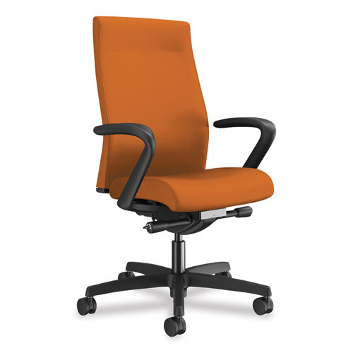 Ignition 2.0 Upholstered Mid-Back Task Chair, Supports 300 lb, 17" to 22" Seat Height, Apricot Seat/Back, Black Base-(HONI2UL2FC47TK)