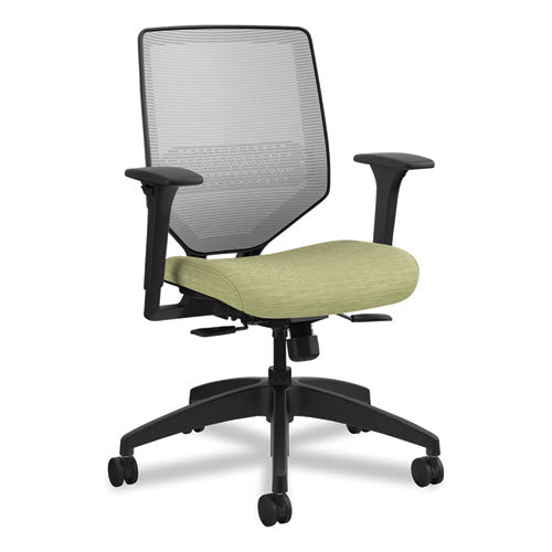 Solve Series Mesh Back Task Chair, Supports Up to 300 lb, 18" to 23" Seat Height, Meadow Seat, Fog Back, Black Base-(HONSVM1ALIFC82T)