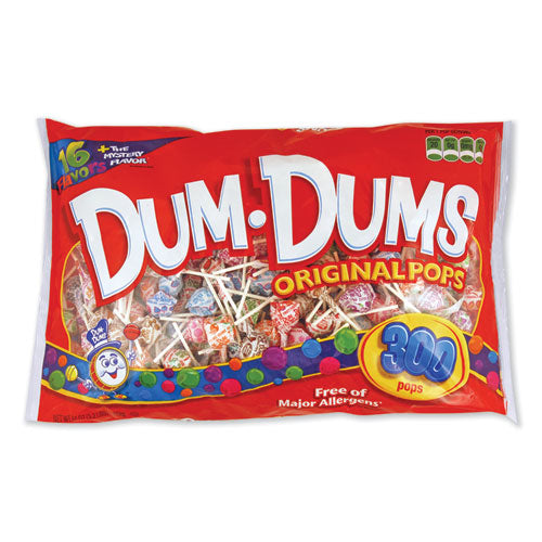 Dum-Dum-Pops, Assorted Flavors, Individually Wrapped, 300/Pack-(SPA60)
