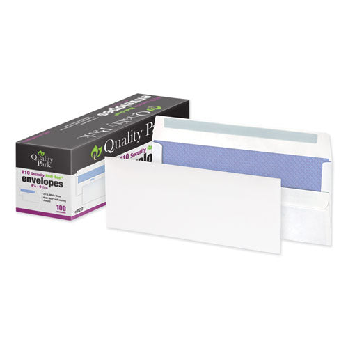 Redi-Seal Envelope, #10, Commercial Flap, Redi-Seal Adhesive Closure, 4.13 x 9.5, White, 100/Box-(QUA11217)