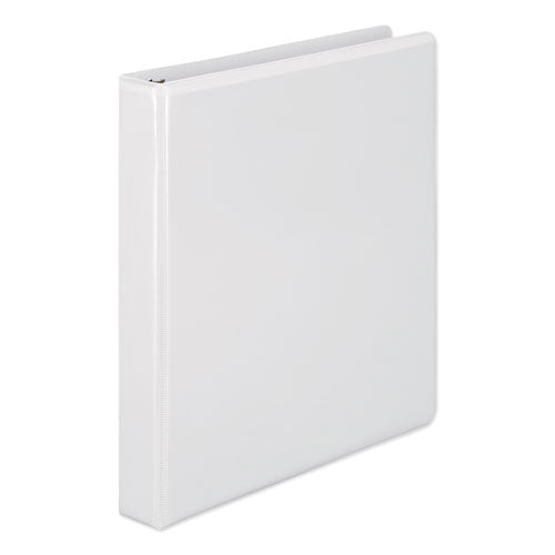 Heavy-Duty Round Ring View Binder with Extra-Durable Hinge, 3 Rings, 1" Capacity, 11 x 8.5, White-(WLJ36314W)