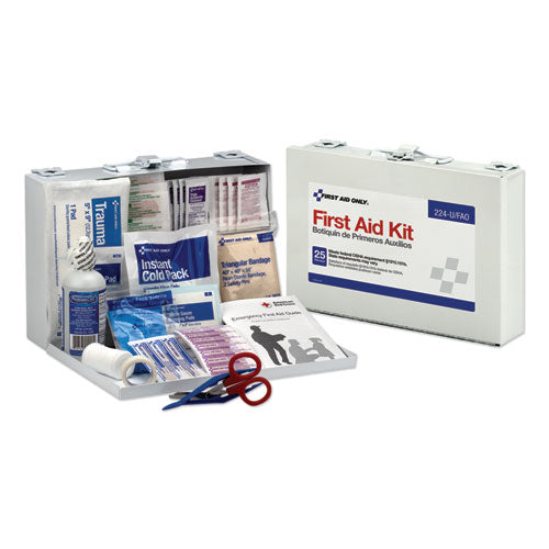 First Aid Kit for 25 People, 104 Pieces, OSHA Compliant, Metal Case-(FAO224U)