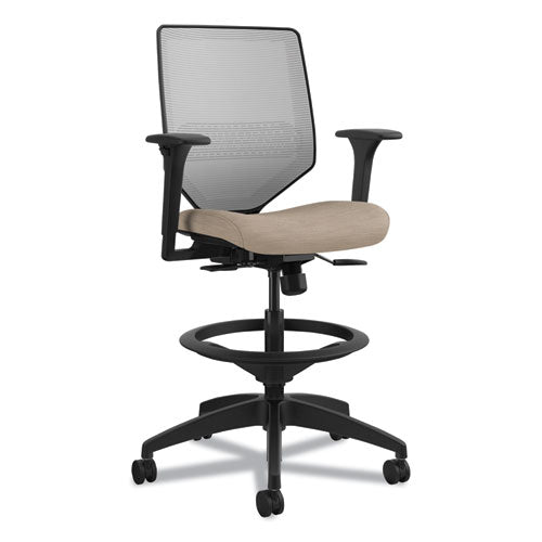 Solve Series Mesh Back Task Stool, Supports Up to 300 lb, 23" to 33" Seat Height, Putty Seat, Fog Back, Black Base-(HONSVSM1AIFC22T)