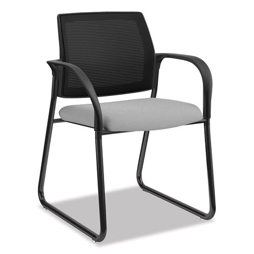 Ignition Series Mesh Back Guest Chair with Sled Base, Fabric Seat, 25" x 22" x 34", Frost Seat, Black Back, Black Base-(HONIB108IMCU22)