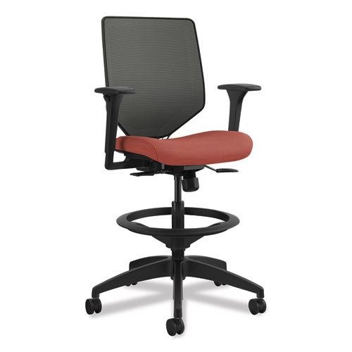 Solve Series Mesh Back Task Stool, Supports Up to 300 lb, 23" to 33" Seat Height, Bittersweet Seat, Charcoal Back, Black Base-(HONSVSM1AICC46T)