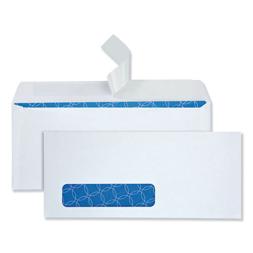 Security Envelope, Address Window, #10, Commercial Flap, Redi-Strip Adhesive Closure, 4.13 x 9.5, White, 500/Box-(QUA90119)