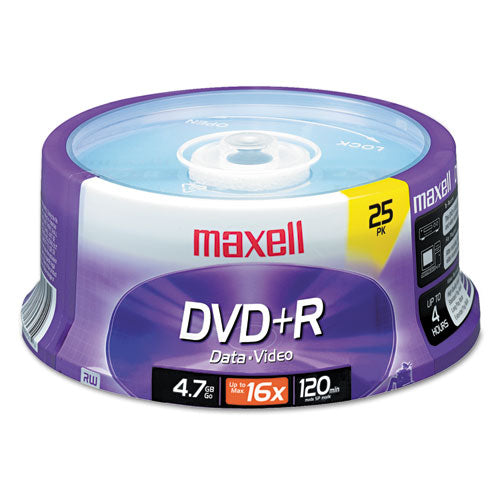 DVD+R High-Speed Recordable Disc, 4.7 GB, 16x, Spindle, Silver, 25/Pack-(MAX639011)