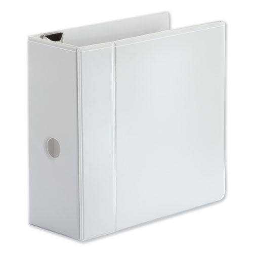 Deluxe Easy-to-Open D-Ring View Binder, 3 Rings, 5" Capacity, 11 x 8.5, White-(UNV30756)