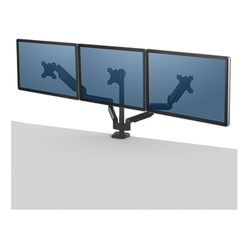 Platinum Series Triple Monitor Arm for 27" Monitors, 360 deg Rotation, +85/-20 deg Tilt, 360 deg Pan, Black, Supports 20 lb-(FEL8042601)