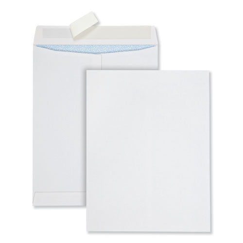 Redi-Strip Security Tinted Envelope, #13 1/2, Square Flap, Redi-Strip Adhesive Closure, 10 x 13, White, 100/Box-(QUA44929)