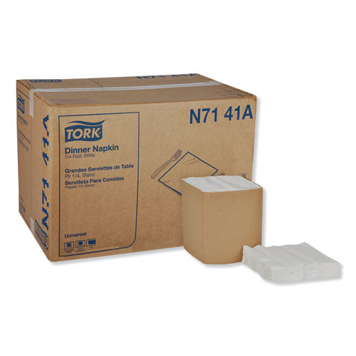 Universal Dinner Napkins, 1-Ply, 17" x 17", 1/4 Fold, White, 4008/Carton-(TRKN7141A)