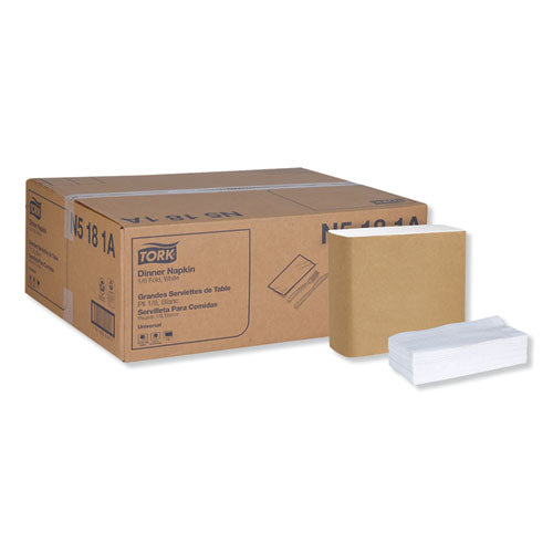 Universal Dinner Napkins, 1-Ply, 15" x 17", 1/8 Fold, White, 3000/Carton-(TRKN5181A)