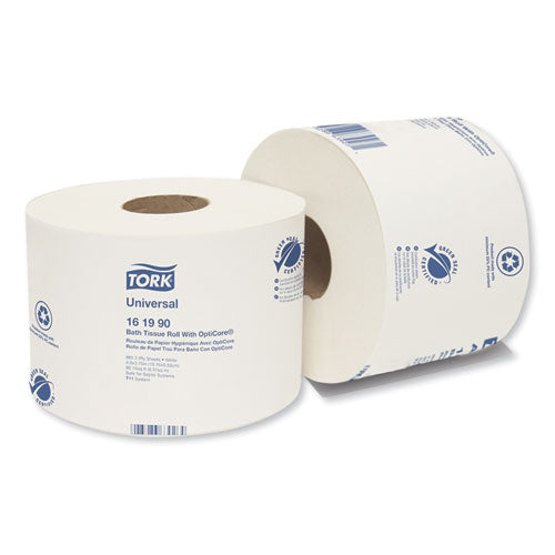 Universal Bath Tissue Roll with OptiCore, Septic Safe, 2-Ply, White, 865 Sheets/Roll, 36/Carton-(TRK161990)