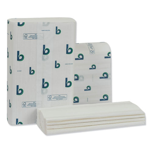 Structured Multifold Towels, 1-Ply, 9 x 9.5, White, 250/Pack, 16 Packs/Carton-(BWK6204)
