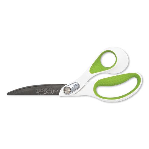 CarboTitanium Bonded Scissors, 9" Long, 4.5" Cut Length, White/Green Bent Handle-(ACM16445)