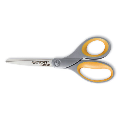 Titanium Bonded Scissors, 8" Long, 3.5" Cut Length, Gray/Yellow Straight Handle-(ACM13529)