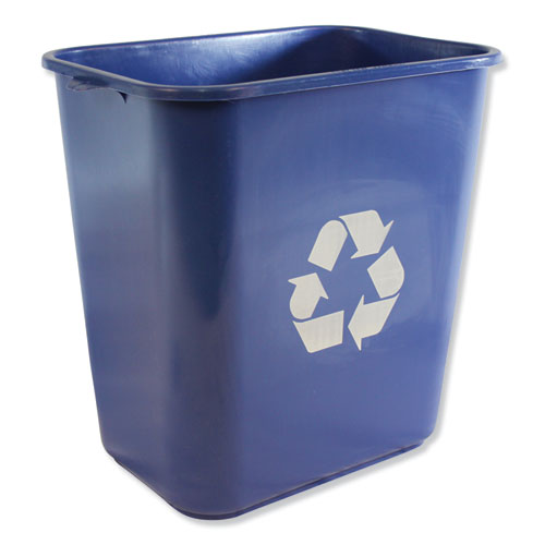 Soft-Sided Recycle Logo Plastic Wastebasket, 28 qt, Polyethylene, Blue-(IMP7702BLUR)