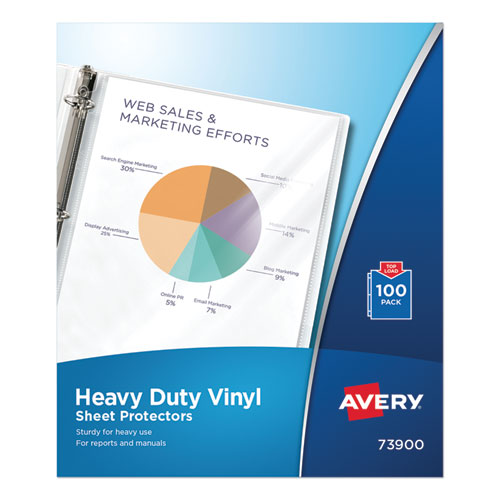 Top-Load Vinyl Sheet Protectors, Heavy Gauge, Letter, Clear, 100/Box-(AVE73900)