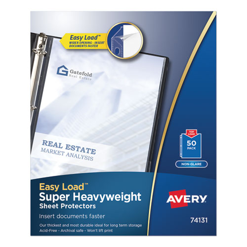 Top-Load Poly Sheet Protectors, Super Heavy Gauge, Letter, Nonglare, 50/Box-(AVE74131)