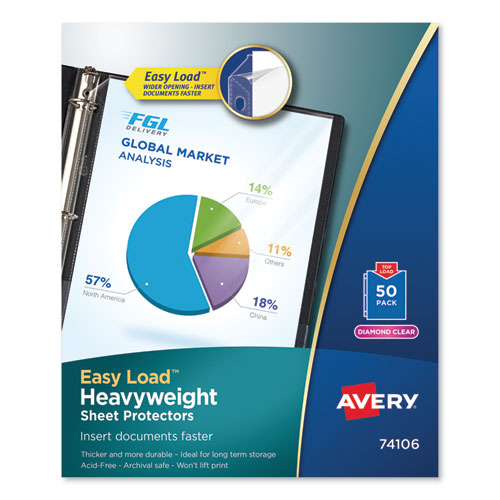 Top-Load Poly Sheet Protectors, Heavy Gauge, Letter, Diamond Clear, 50/Box-(AVE74106)