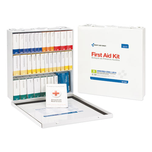 Unitized ANSI 2015 Compliant Class B Type III First Aid Kit for 100 People, 217 Pieces, Metal Case-(FAO90570)