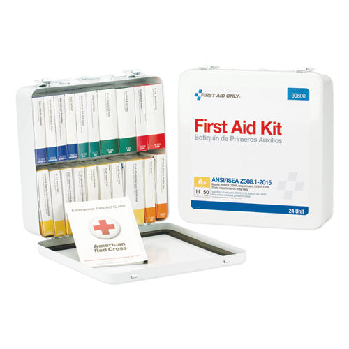 Unitized ANSI Class A Weatherproof First Aid Kit for 50 People, 24 Pieces, Metal Case-(FAO90600)