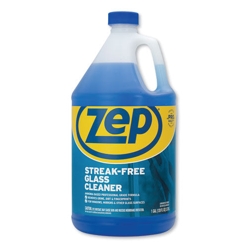 Streak-Free Glass Cleaner, Pleasant Scent, 1 gal Bottle, 4/Carton-(ZPEZU1120128CT)