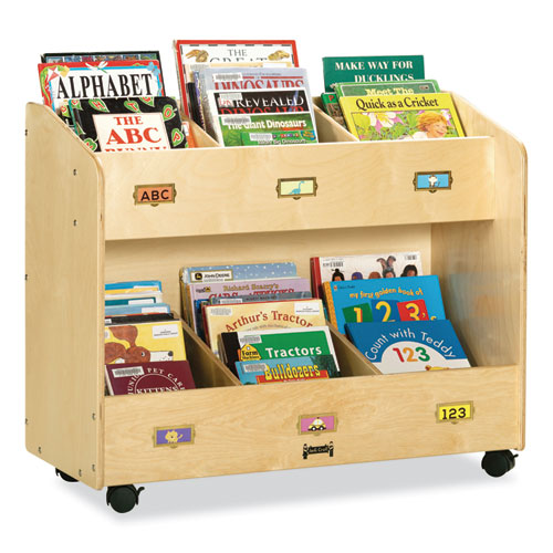 Mobile Section Book Organizers, Six-Section, 36w x 16d x 29.5h, Birch-(JNT5368JC)