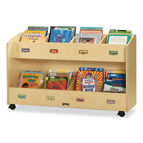 Mobile Section Book Organizers, Eight-Section, 48w x 16d x 29.5h, Birch-(JNT5369JC)
