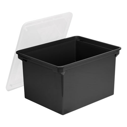 Plastic File Tote, Letter/Legal Files, 18.5" x 14.25" x 10.88", Black/Clear-(STX61528U01C)