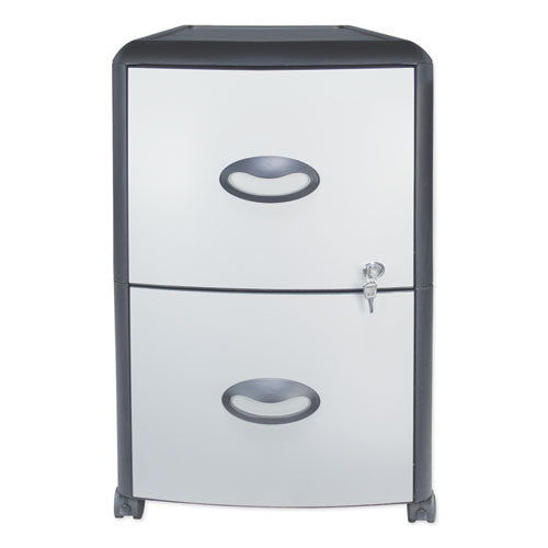 Mobile Filing Cabinet with Metal Siding, 2 Letter-Size File Drawers, Silver/Black, 19" x 15" x 23"-(STX61351U01C)