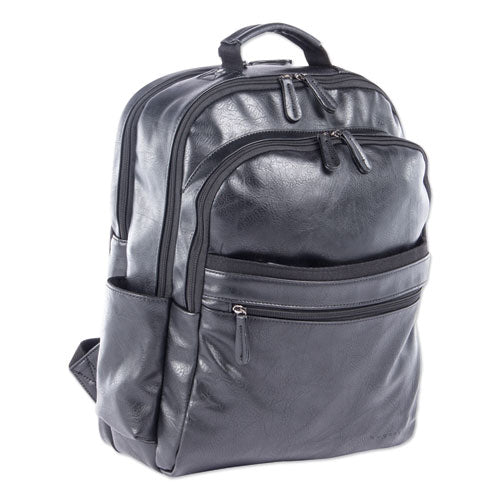 Valais Backpack, Fits Devices Up to 15.6", Leather, 5.5 x 5.5 x 16.5, Black-(SWZBKP116SMBK)
