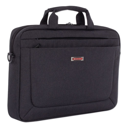 Cadence Slim Briefcase, Fits Devices Up to 15.6", Polyester, 3.5 x 3.5 x 16, Charcoal-(SWZEXB1010SMCH)