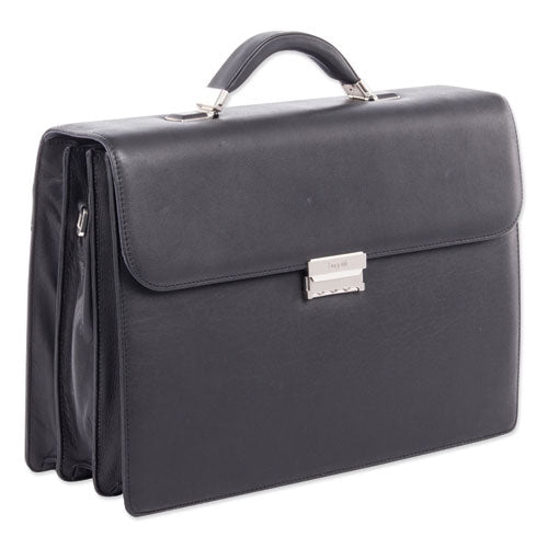 Milestone Briefcase, Fits Devices Up to 15.6", Leather, 5 x 5 x 12, Black-(SWZ49545801SM)