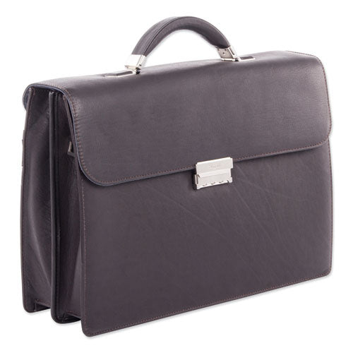 Milestone Briefcase, Fits Devices Up to 15.6", Leather, 5 x 5 x 12, Brown-(SWZ49545802SM)