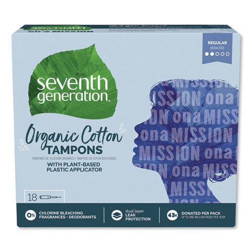 Organic Cotton Tampons, Regular, 18/Pack, 6 Packs/Carton-(SEV45108CT)