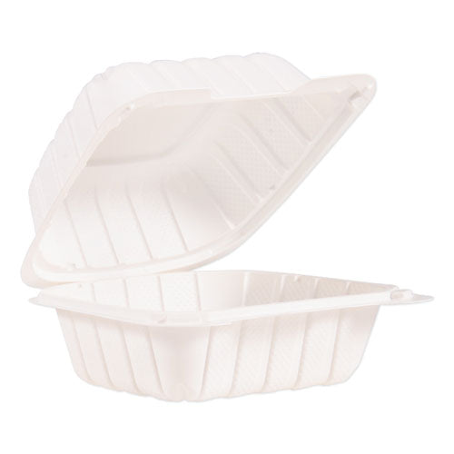 ProPlanet Hinged Lid Containers, 6 x 6.3 x 3.3, White, Plastic, 400/Carton-(DCC60MFPPHT1)