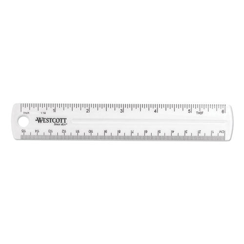 Transparent Shatter-Resistant Plastic Ruler, Standard/Metric, 6" Long, Clear-(ACM45016)
