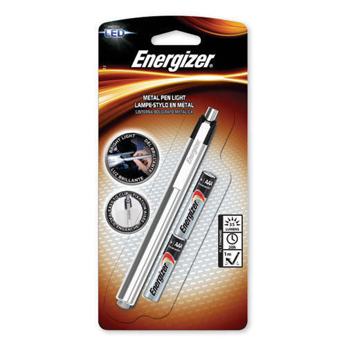 LED Pen Light, 2 AAA Batteries (Included), Silver/Black-(EVEPLED23AEH)