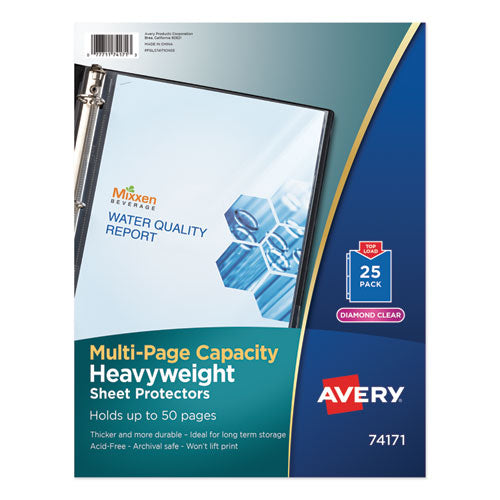 Multi-Page Top-Load Sheet Protectors, Heavy Gauge, Letter, Clear, 25/Pack-(AVE74171)